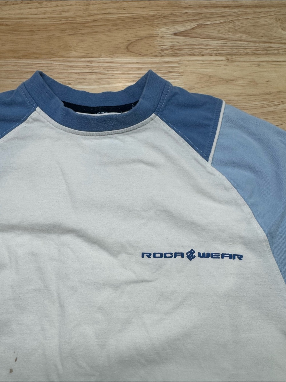 Rocawear Two-Tone White and Blue short Sleeve Raglan Tee
